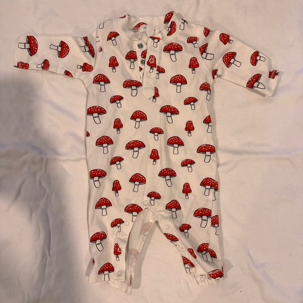Angel Dear Mushroom Romper Like New